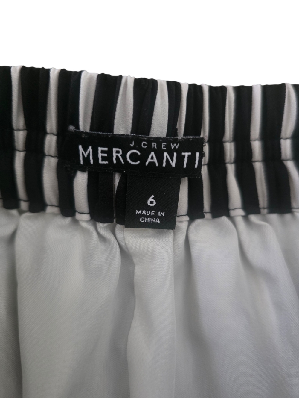 J.Crew Mercantile Black & White Striped Midi Skirt | Elastic Waist | Classic Min - Picture 3 of 4